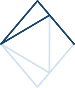 Der Kristall aus dem Logo von reframe yoga mit abstraktem hervorgehobenem Buchstaben "A" für Authentizität