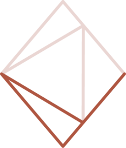 Der Kristall aus dem Logo von reframe yoga mit abstraktem hervorgehobenem Buchstaben "A" für Achtsamkeit